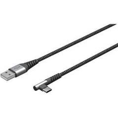 USB-C to USB-A Textile Cable with Metal Plugs - Space Grey/Silver 1m | Durable & Stylish Connection
